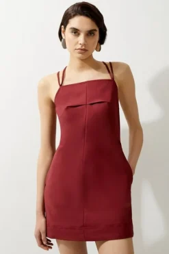 Cotton Sateen Utility Woven Pinafore Mini Dress
