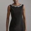 Crystal Embellished Scalloped Tailored Mini Dress
