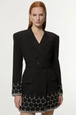 Crystal Embellished Tailored Blazer Mini Dress
