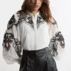 Cutwork Beaded Embroidered Woven Blouse