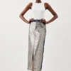 Denim & Sequin Maxi Skirt