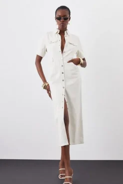 Denim Maxi Shirt Dress