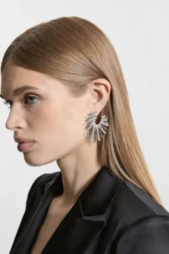 Diamante Fan Statement Stud Earring