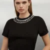 Diamante Trim Cotton T-Shirt