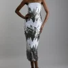 Disc Sequin Bandeau Woven Midi Dress