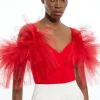 Drama Ponte And Tulle Strappy Jersey Bodysuit