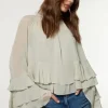 Drama Ruffle Viscose Georgette Woven Blouse