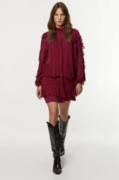 Drama Ruffle Viscose Georgette Woven Mini Dress