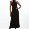 Drapey Jersey Twist Neck Maxi Dress