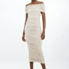Drapey Slinky Jersey Off The Shoulder Maxi Dress