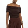 Drapey Slinky Jersey Off The Shoulder Bodysuit