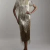 Embellished And Beaded Tassel Woven Maxi Dress