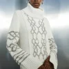 Embellished Cable Knit Sweater