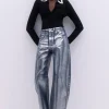 Embellished Collar And Cuff Viscose Blend Knit Polo Top