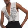 Embellished Figure Form Bandage Knit Top