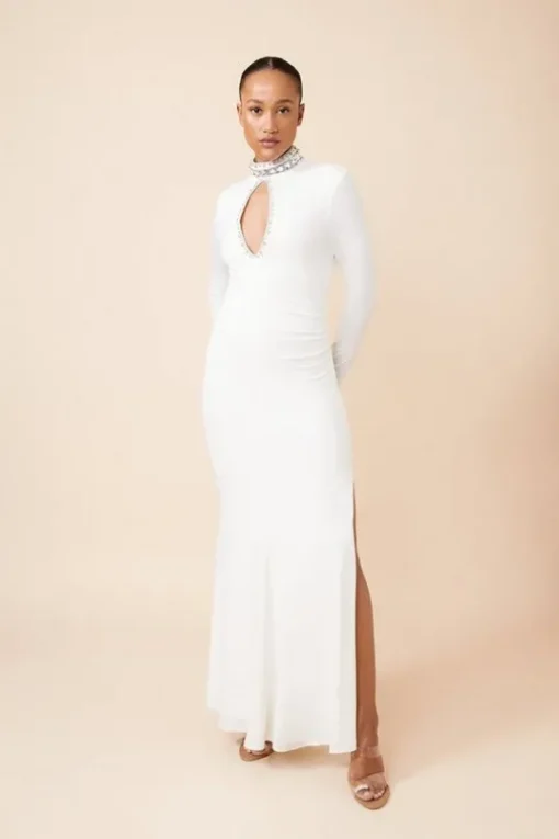 Embellished Jersey Crepe Maxi Dress