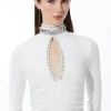 Embellished Jersey Crepe Keyhole Bodysuit