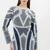 Embellished Pearl Long Sleeve Mini Dress