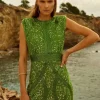 Embellished Strong Shoulder Woven Mini Dress