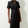 Essential Techno Shirt Sleeve Woven Shirt Dress With Gold Hardware