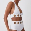 Eyelet Detail Halter Neck Bikini Set