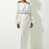Eyelet Godet Woven Midi Skirt