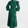 Eyelet Woven Midi Skirt With Guipure Trim