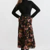 Eyelet Woven Midi Skirt With Guipure Trim