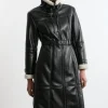 Faux Shearling Aviator Longline Coat