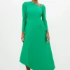 Figure Form Bandage Asymmetric Hem Knit Midi Dress