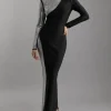 Figure Form Bandage Asymmetric Embellished Maxi Dress