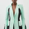 Figure Form Bandage Color Block Knit Jacket