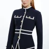 Figure Form Bandage Contrast Piping Jacket