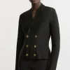Figure Form Bandage Double Breasted Military Button Top