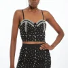 Figure Form Bandage Embellished Knit Mini Skirt