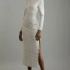 Figure Form Bandage Knit All Over Embellished Maxi Dress