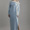 Figure Form Bandage Knit Contrast Bow Detail Midaxi Dress