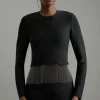 Figure Form Bandage Knit Scallop Tassel Top