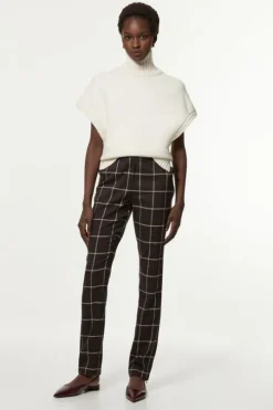 Flannel Straight Leg Split Front Dress Pants