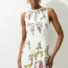 Floral Embroidered Cotton Linen Woven Mini Dress