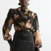 Floral Georgette Balloon Sleeve Blouse