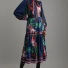 Floral Print Woven Balloon Sleeve Midaxi Dress