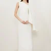 Fluid Tailored Asymmetric One Shoulder Drape Maxi Dress