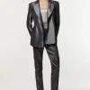 Fluid Tailored Metallic Straight Leg Pants