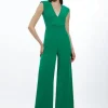 Fluid Tailored Ruched Waist Detail Wide Leg Jumpsuit