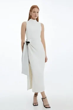 Fluid Tailored Waist Tie Midi Pencil Dress