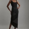 Fringe Tassel Drape Tailored Pencil Midi Dress