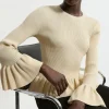Full Sleeve Peplum Knit Rib Top