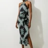 Geo Printed Morocain Woven Maxi Dress
