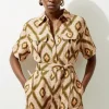 Geo Viscose Linen Belted Woven Romper